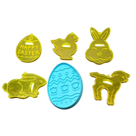 Vintage Easter Cookie Cutters Lot of 6 Egg Bunny Chick Lamb Amscan Hallmark - Picture 8 of 8
